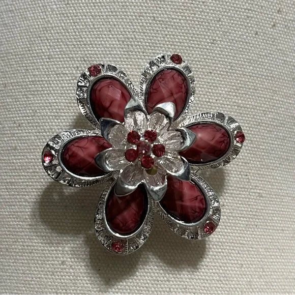 Pink | Silver Flower Brooch