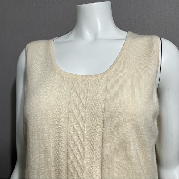 Tesori Cream 100% Cashmere Sweater Vest Sz-Large