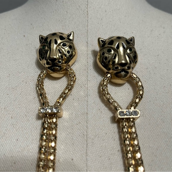 Lion Gold Head Tassel Earrings