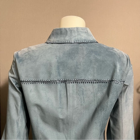 Dana Buchman Blue Suede Leather Shirt Size 6