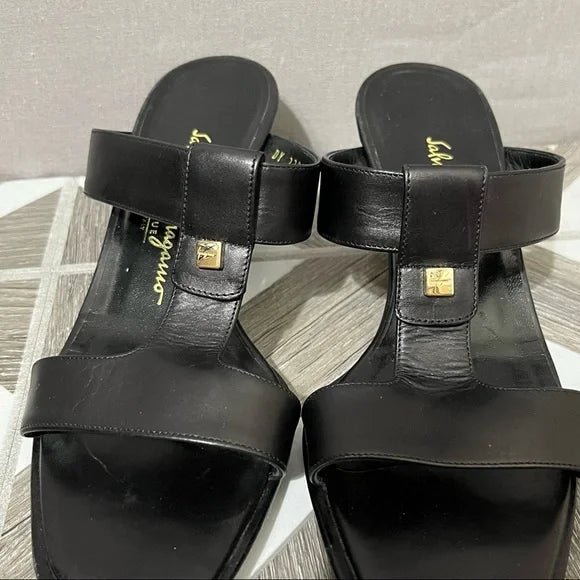 Salvatore Ferragamo Black Strap Sandal Sz- 6 1/2 B