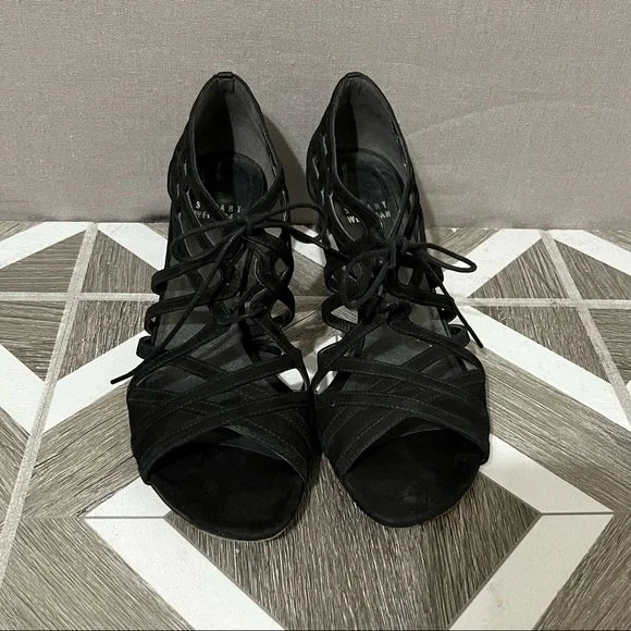 Stuart Weitzman Black Strappy Sandal Sz-6 1/2