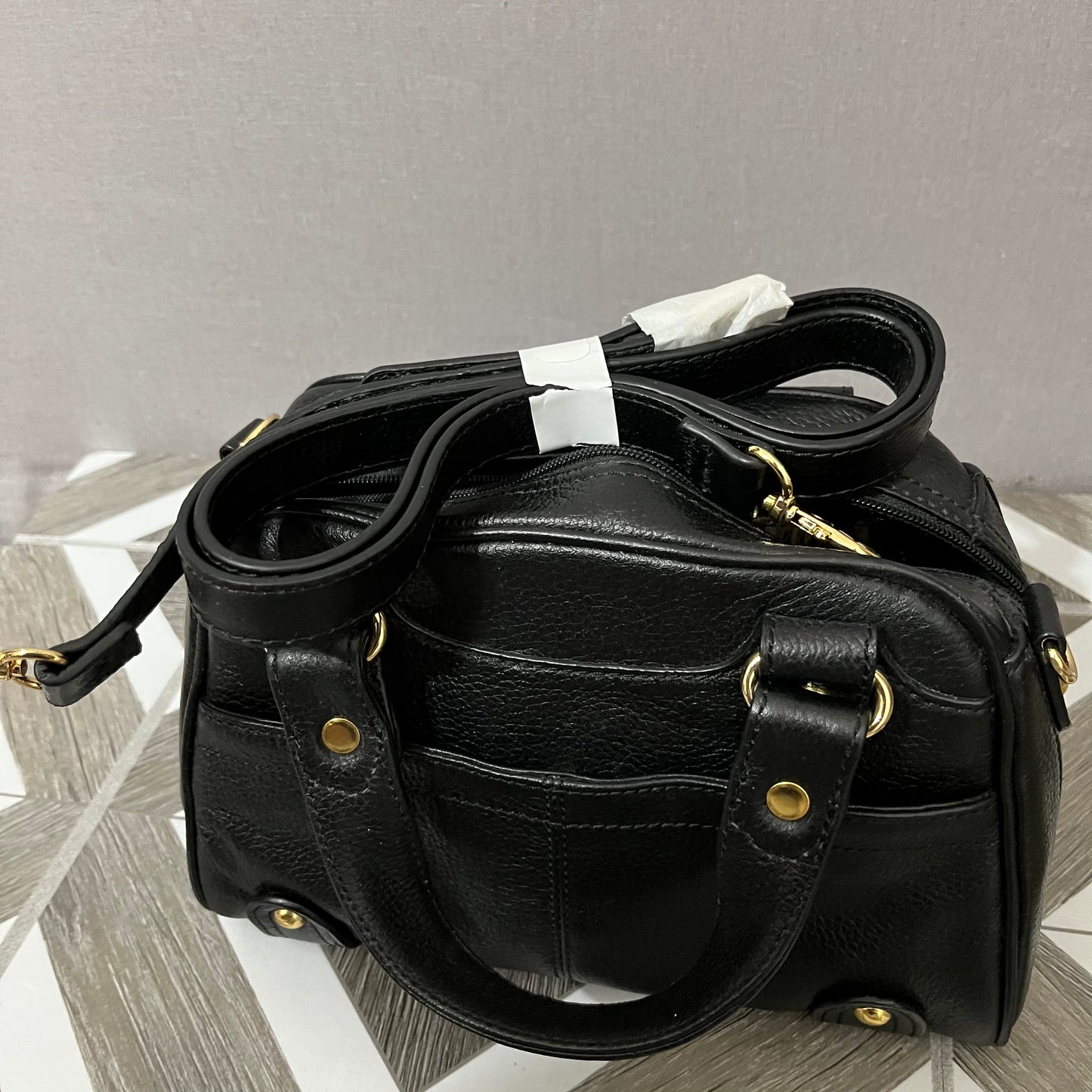 Max New York Black Mini Leather Hand Bag