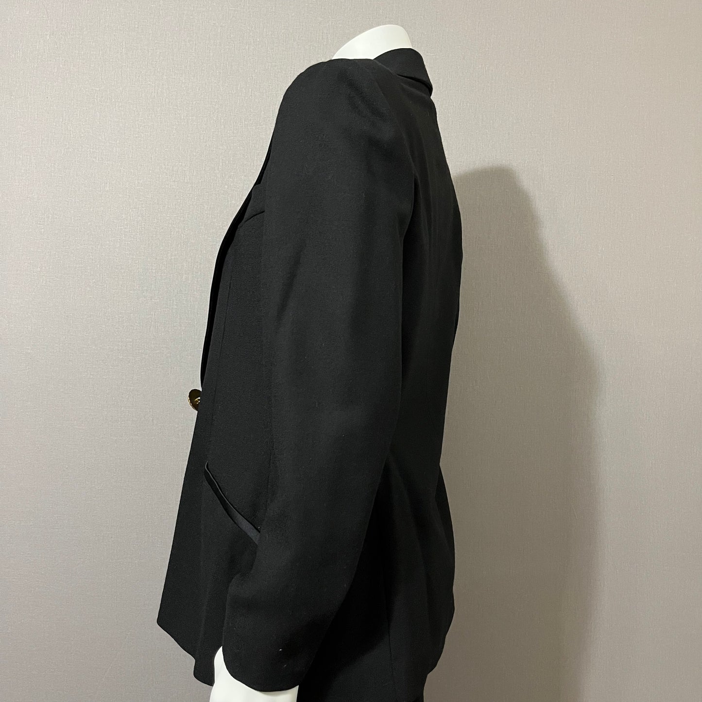 Vintage Black 2pc Wool Skirt Suit Set Sz-8
