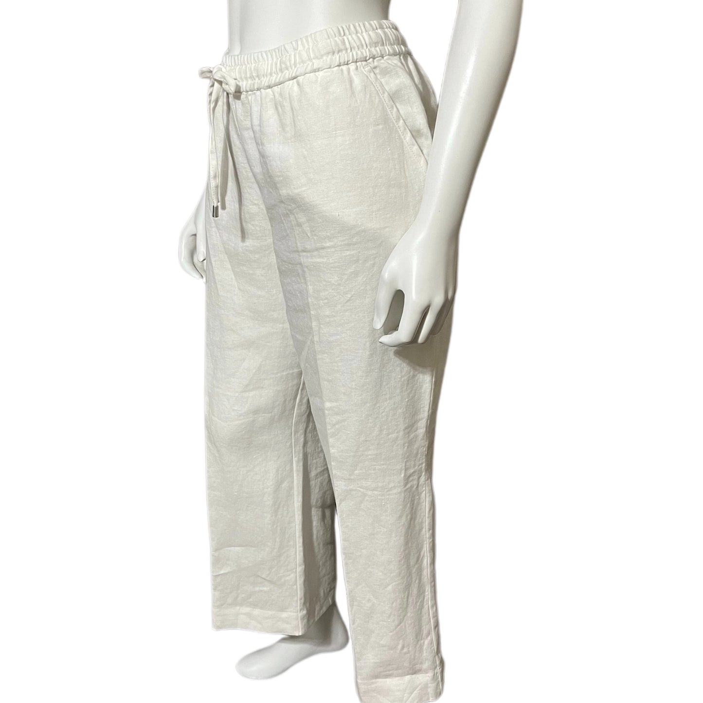 Tommy Bahama White 100% Linen Drawstring Cropped Pants Sz-Large