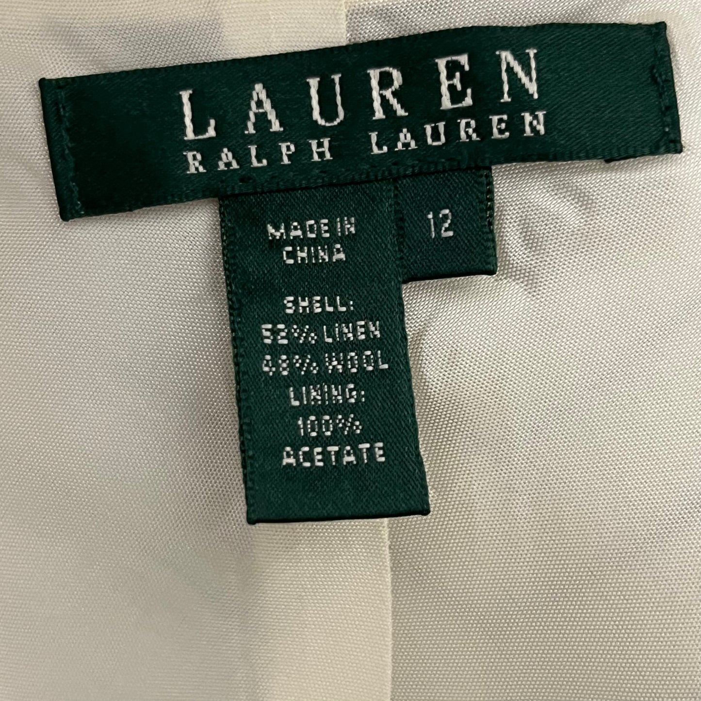 Lauren Ralph Lauren Cream | Stripe Fit & Flare Linen Skirt Sz-12