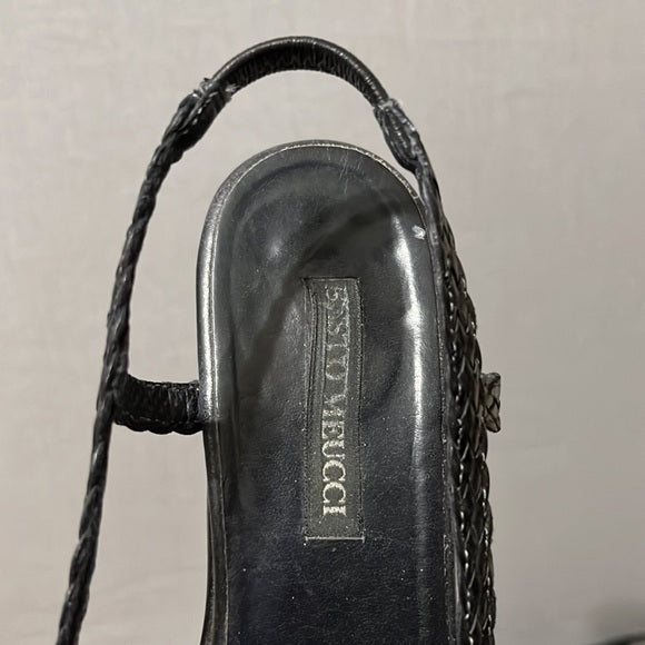 Sesto Meucci Black Square Toe Slip on Sandals Sz- 6 1/2 M