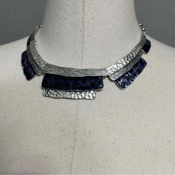 Silver Blue Statement Necklace