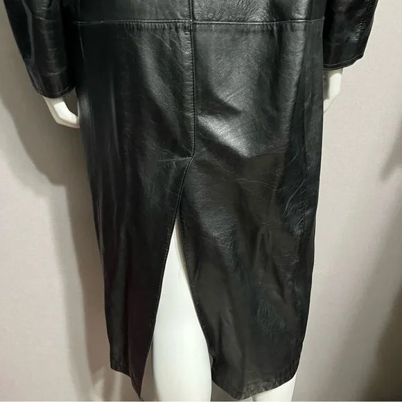 Vintage Charles Klein Black Leather Longline Coat