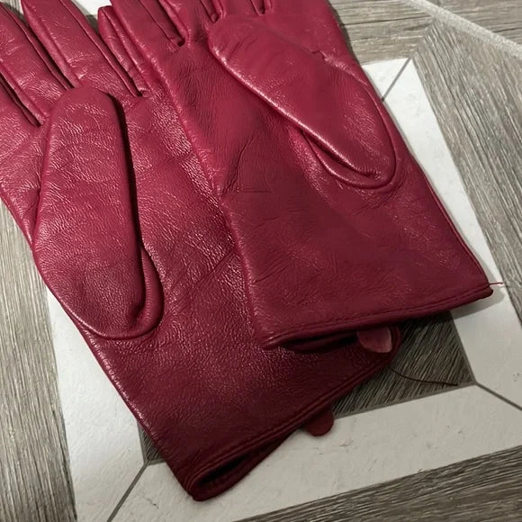Merona Burgundy Sheep Leather Gloves Sz-Small
