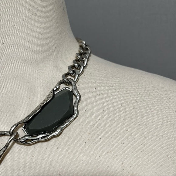 Gray Blue Brown Stone Statement Necklace