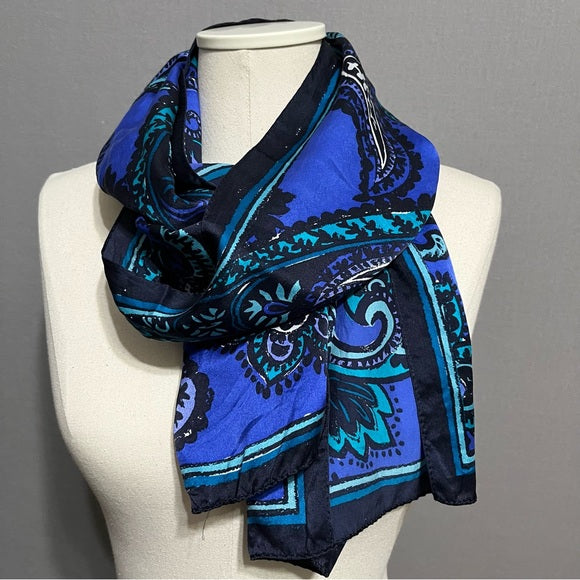 Anne Klein Blue | Green Silk Paisley Scarf