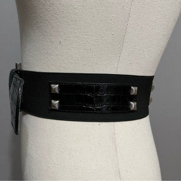 WHBM Black With Stud Patent Leather Lining Belt Sz-Small/Medium
