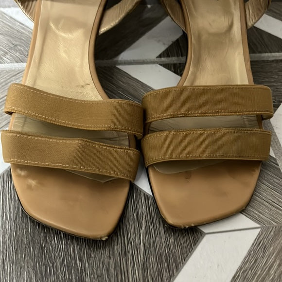 Stuart Weitzman Tan Open Toe Ankle Strap Kitten Heels Sz-6 M