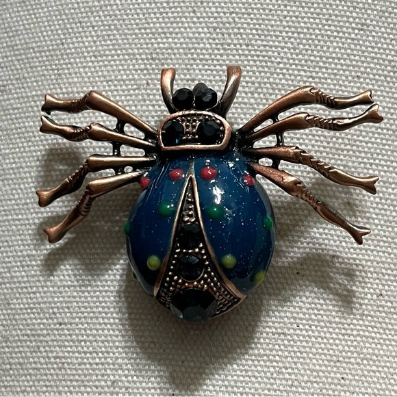 Blue | Red Lady Bug Brooch