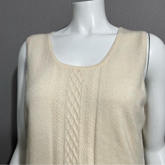 Tesori Cream 100% Cashmere Sweater Vest Sz-Large