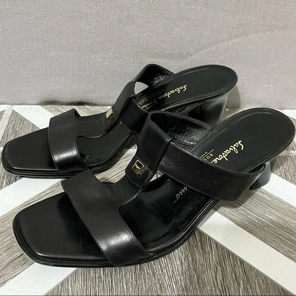 Salvatore Ferragamo Black Strap Sandal Sz- 6 1/2 B