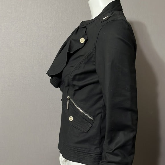 Katherine New York Black Cotton Zip Up Lightweight Jacket Sz- Small