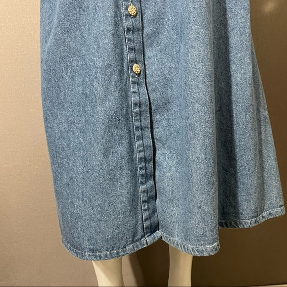 Vintage Saint Germain Cotton Denim Midi Skirt Sz-Xtra Large