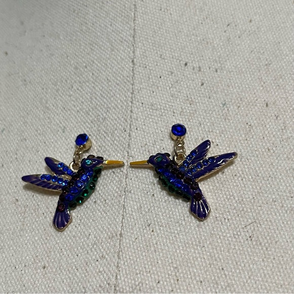 Blue | Purple | Green Hummingbird Earrings