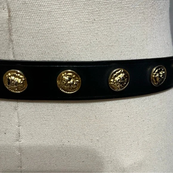 The Limited Lion Head Leather Skinny Belt