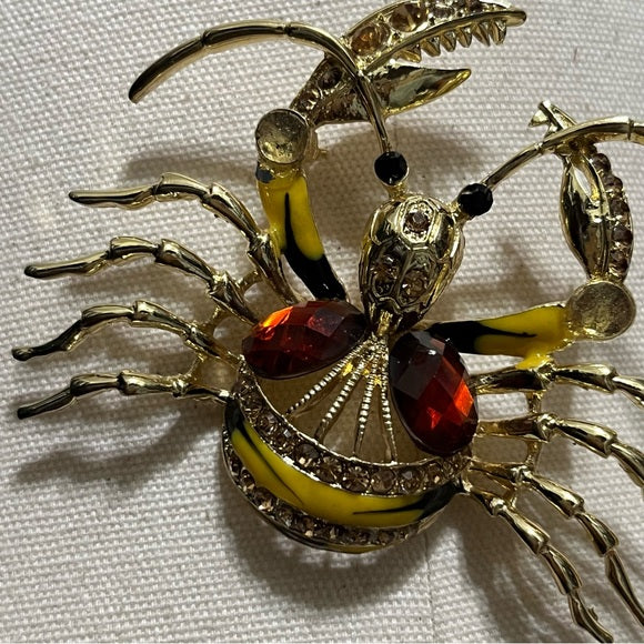 Gold Crab Brooch