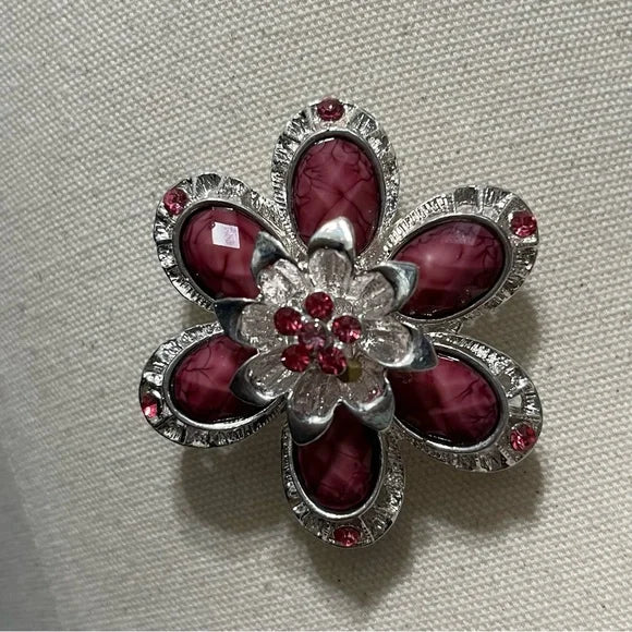 Pink | Silver Flower Brooch