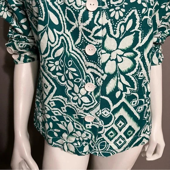 Croft & Barrow Green| White Linen/Cotton Jacket Sz-XL