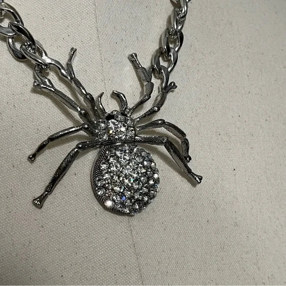 Spider Bling Silver Statement Necklace