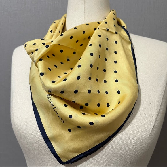 Ralph Lauren Yellow Polka Dot Silk Scarf