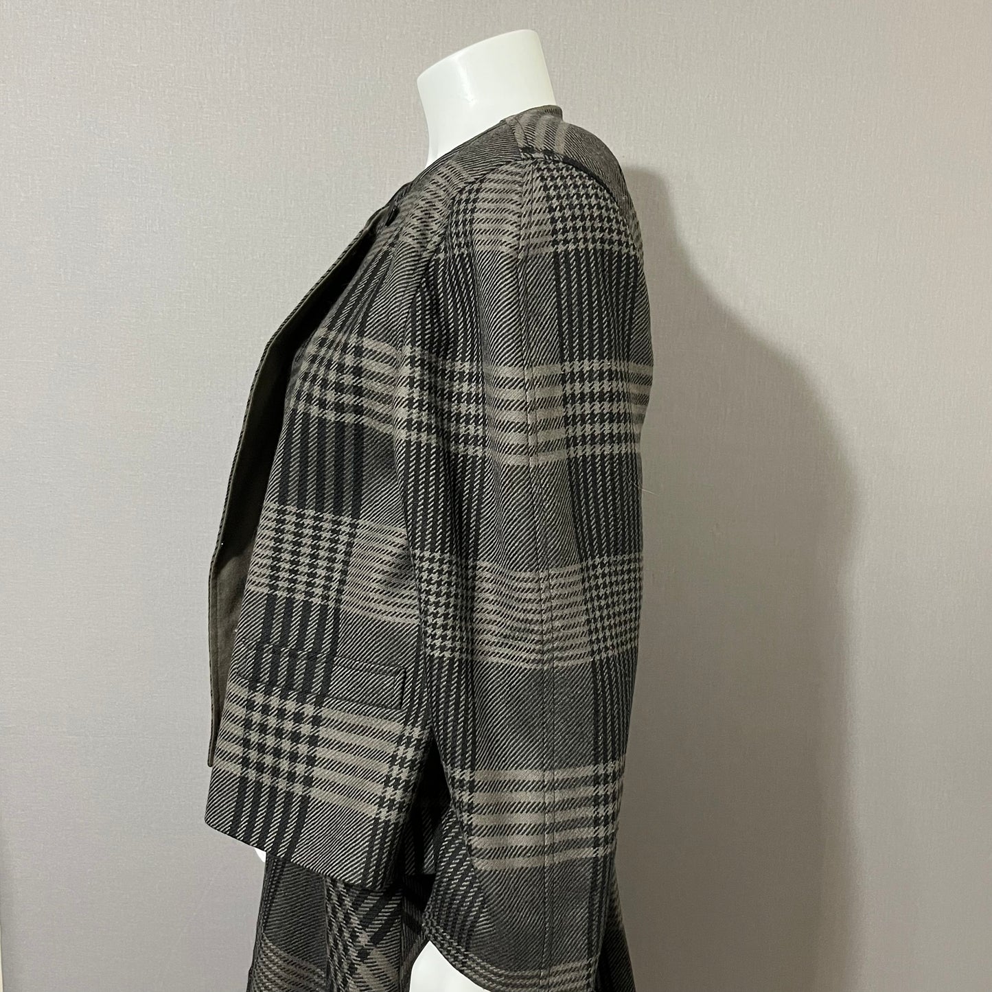 Wool Vintage Jacques Vert Plaid 2 Pc Skirt Suit Set Sz-16