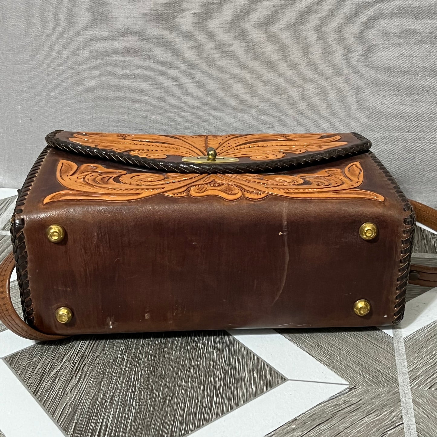 Brown Leather Western Style Handbag