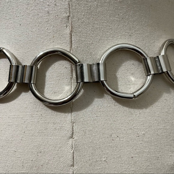 Silver Metal Circle Chain Belt Sz-Large