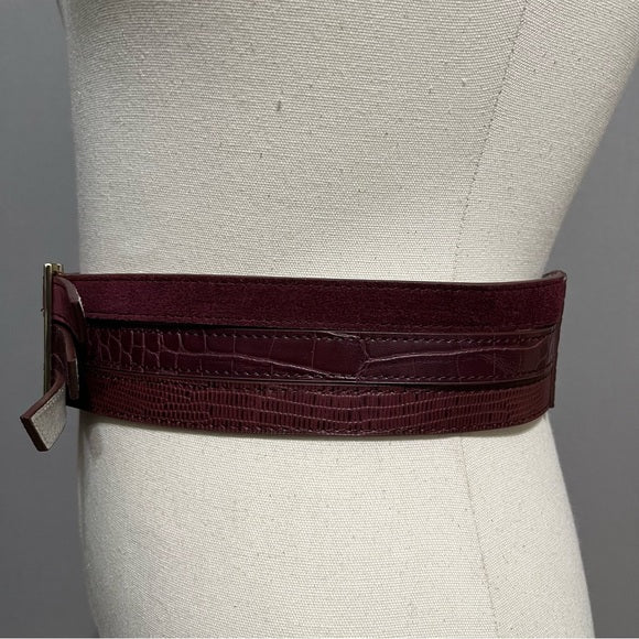 Burgundy Triple Layer Leather Lining Belt Sz-Small/Medium
