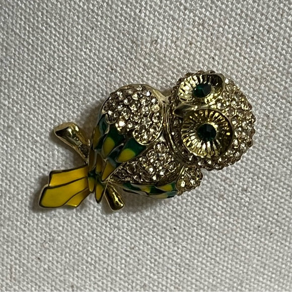 Yellow | Green Owl Brooch