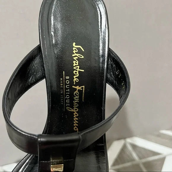 Salvatore Ferragamo Black Strap Sandal Sz- 6 1/2 B