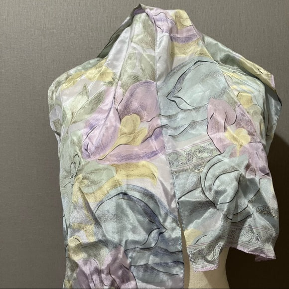 Liz Claiborne Pastel Floral Silk Scarf