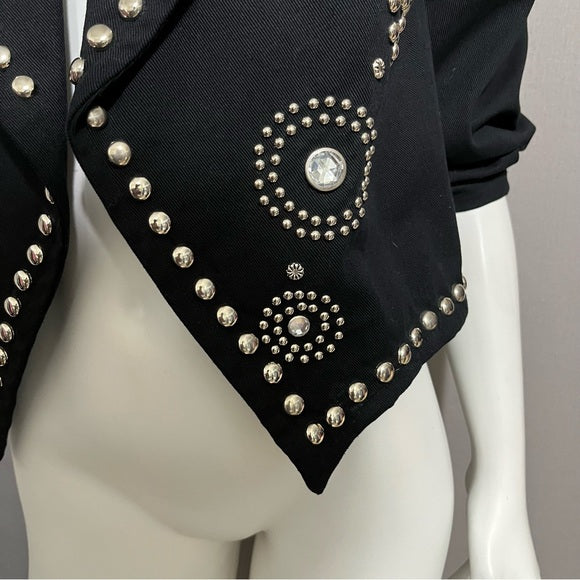Vintage Molato Black Cotton With Rhinestones Jacket Sz-Medium