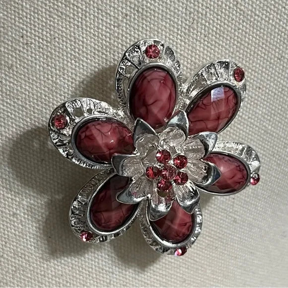 Pink | Silver Flower Brooch