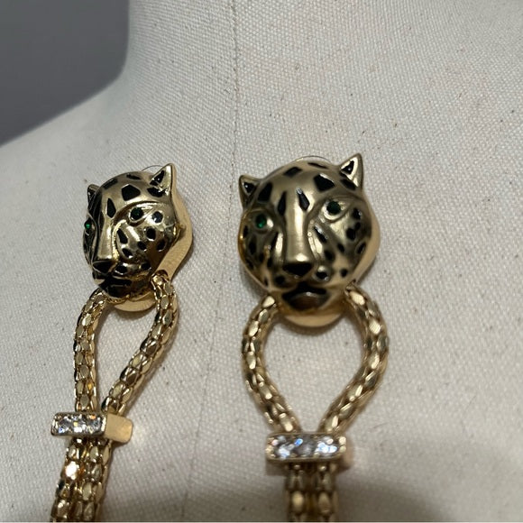 Lion Gold Head Tassel Earrings