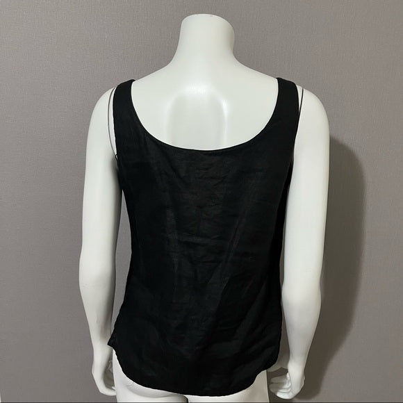 Liz Claiborne Black Linen Sleeveless Shell Top Sz Small