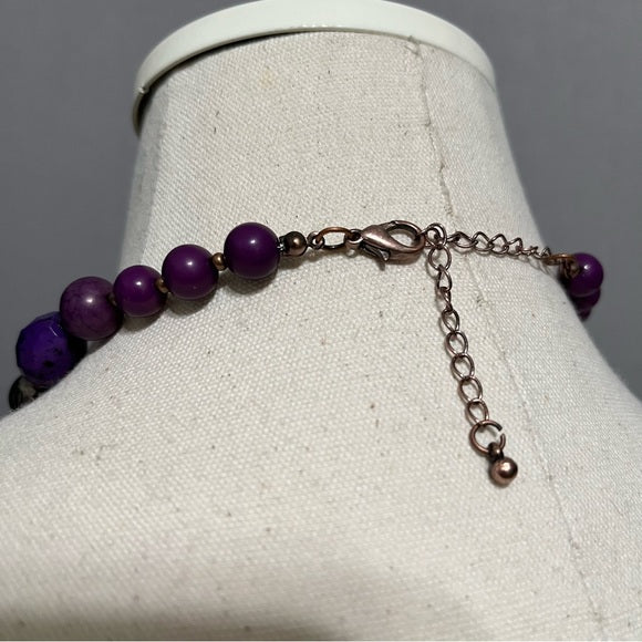 Purple Stone Necklace & Earring Set