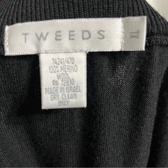 Tweeds Black Maxi Merino Wool Pencil Knit Skirt