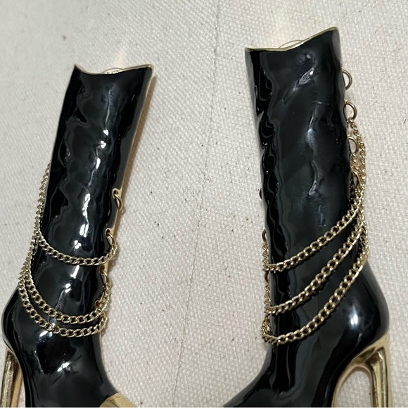 Black | Gold Boot Statement Earrings