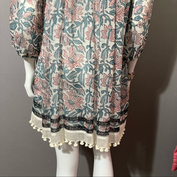 Roller Rabbit Pastel Paisley Floral 3/4 Sleeve Top Sz Medium