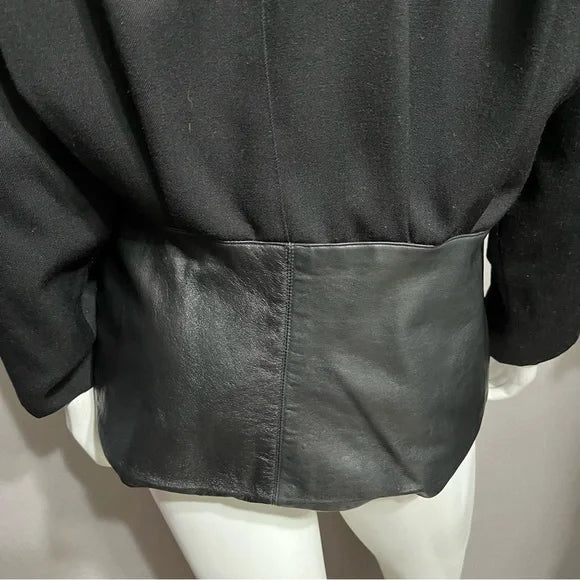 Vintage Wool/Leather Oversized Shoulder Blazer