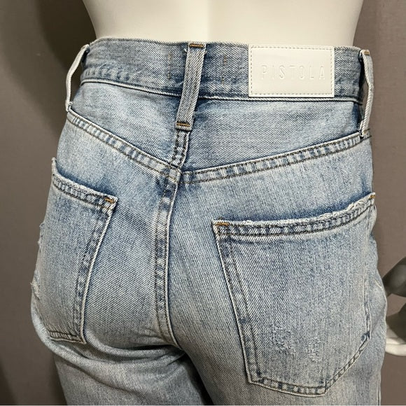 Pistola Distressed Light Wash Boyfriend Jeans Sz-26