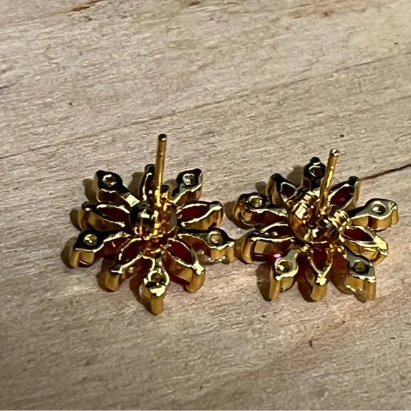 Pink | Gold Flower Stud Earrings