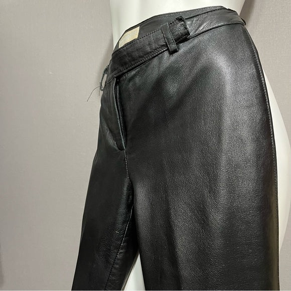 Vintage Hugo Buscati Black Leather Straight Leg Pants Sz-4