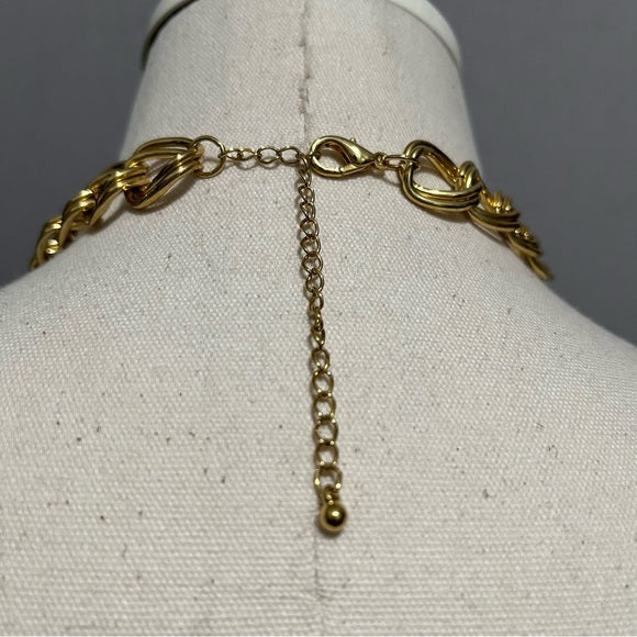 Gold Pearl Chain Statement Necklace